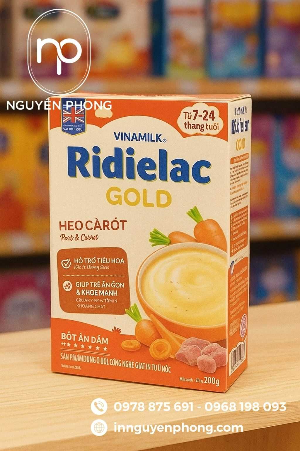 Mẫu hộp giấy đựng bột cà rốt trẻ em 